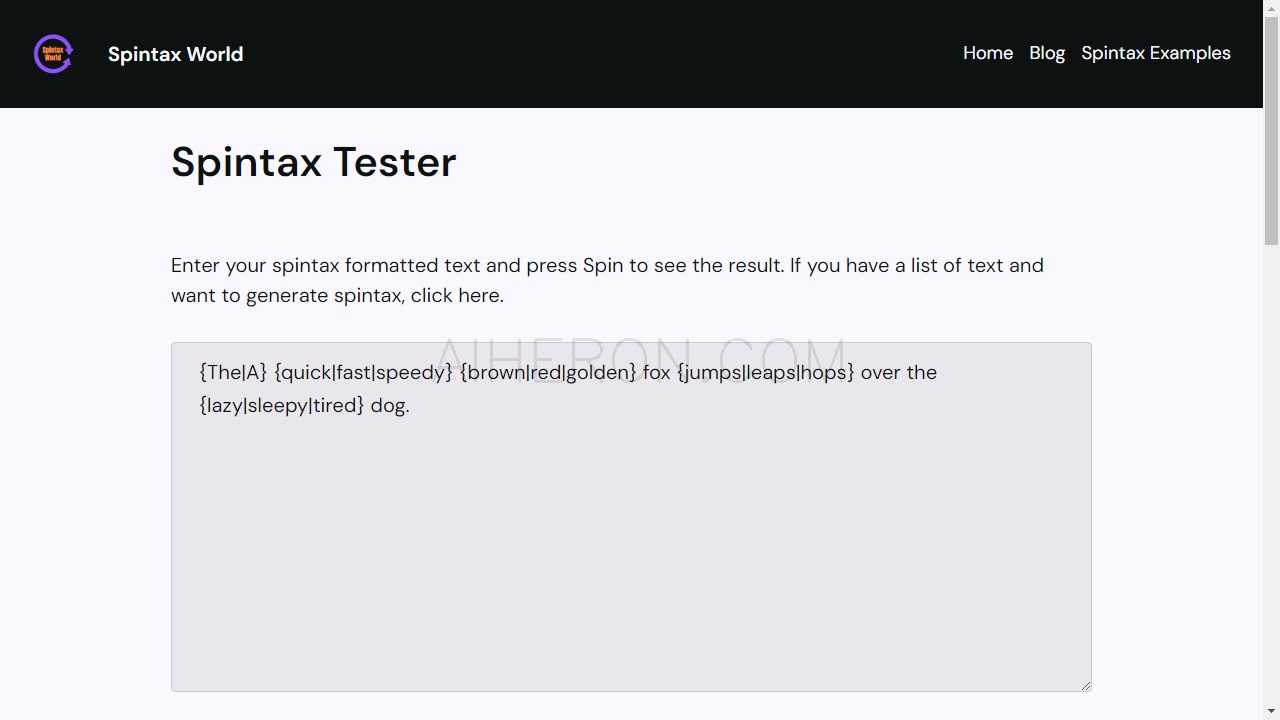 Spintax Generator and Tester