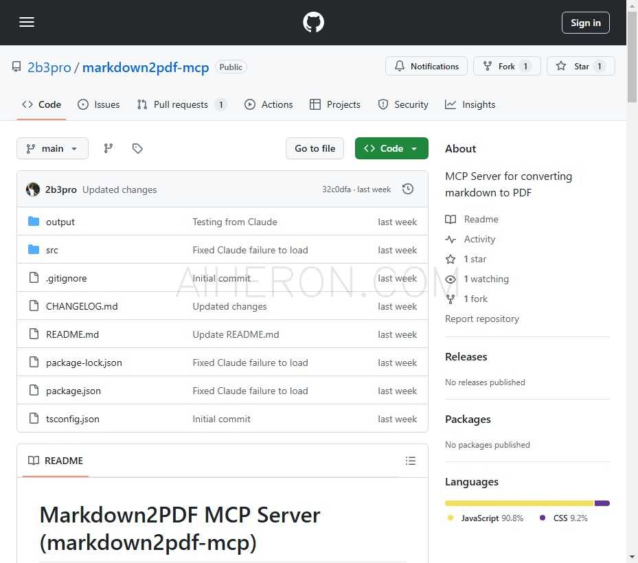 Markdown to PDF MCP Server