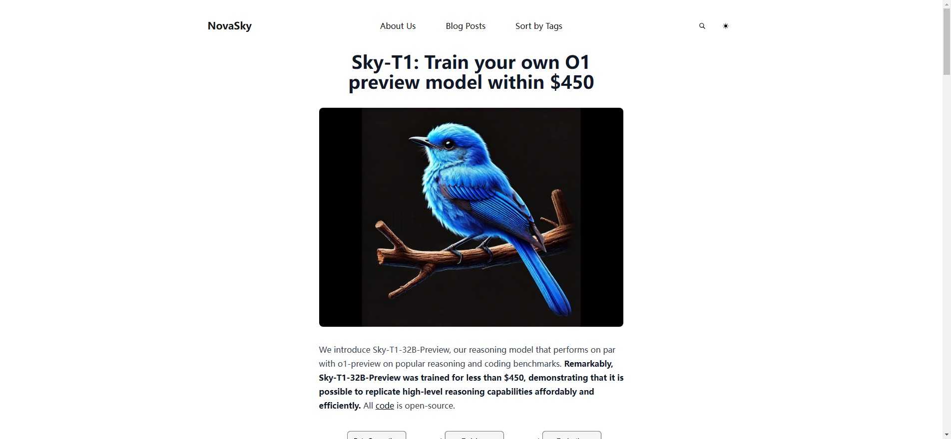 Sky-T1: Train your own O1 preview model within $450