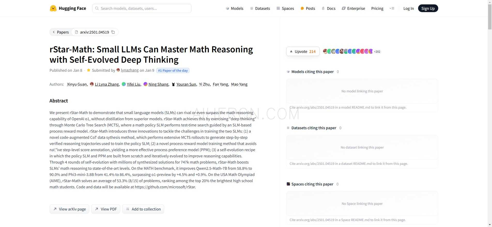 rStar-Math: Small LLMs Can Master Math Reasoning with Self-Evolved Deep Thinking