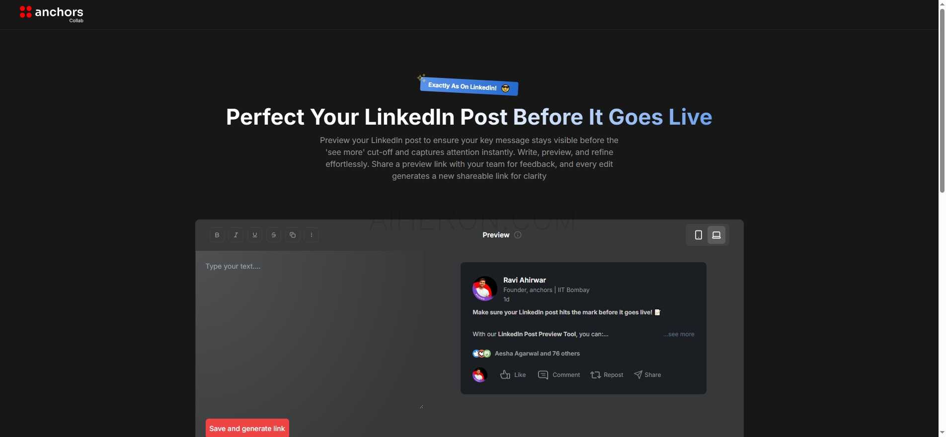 LinkedIn Post Preview Generator