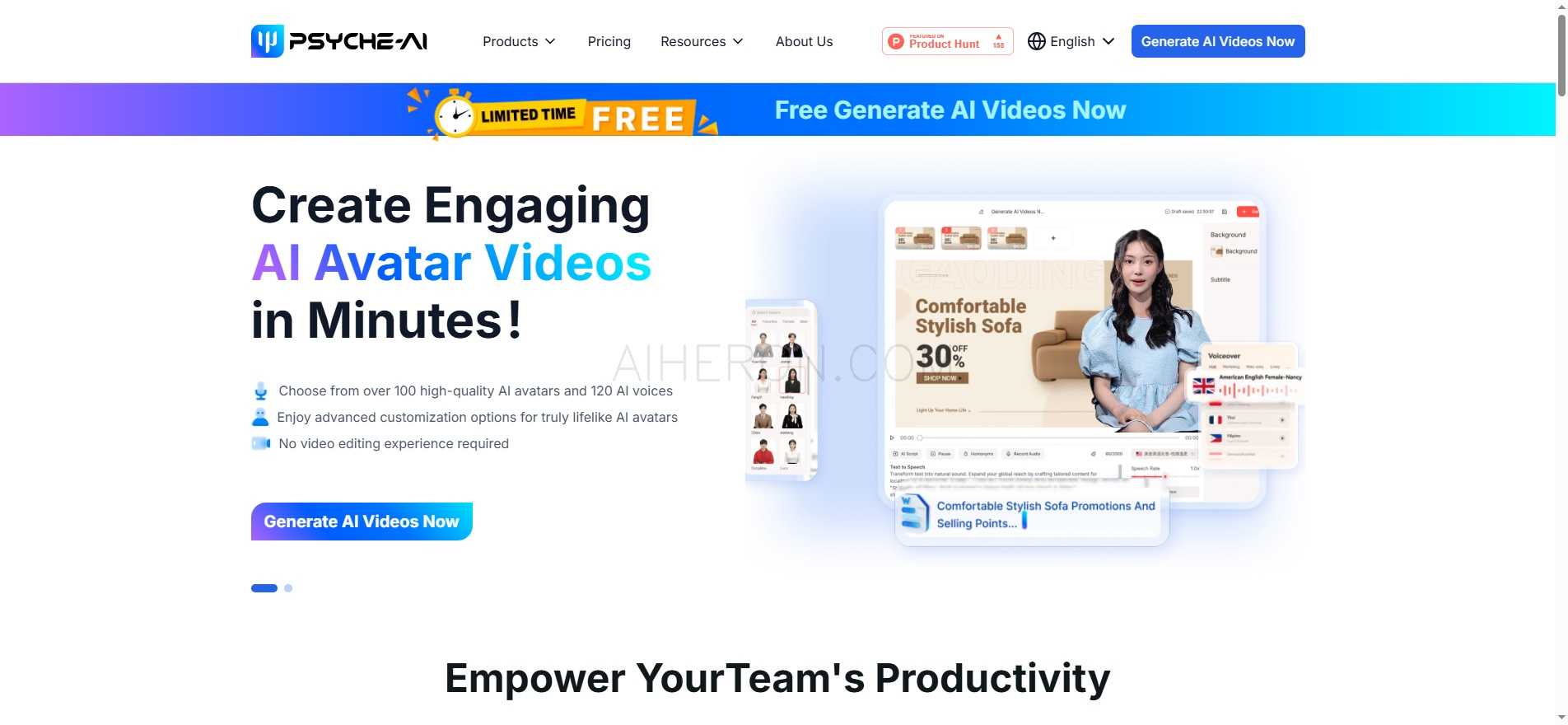 Free Lifelike AI Avatar Video Generator - PSYCHE AI