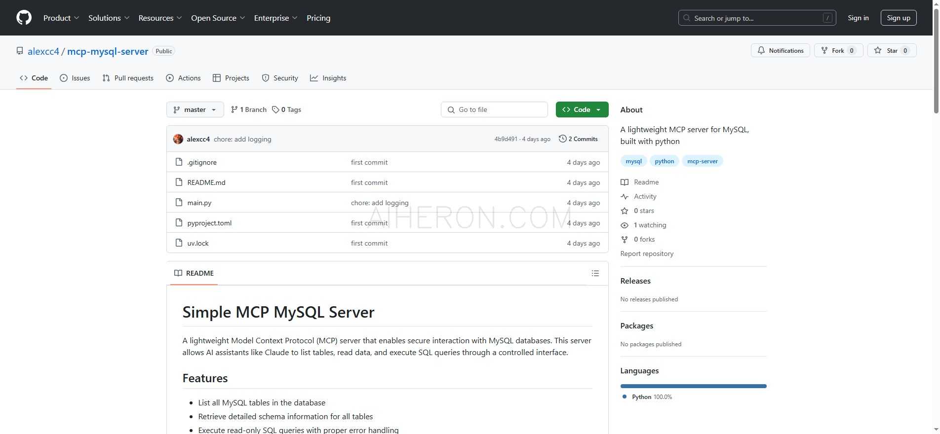 Simple MCP MySQL Server