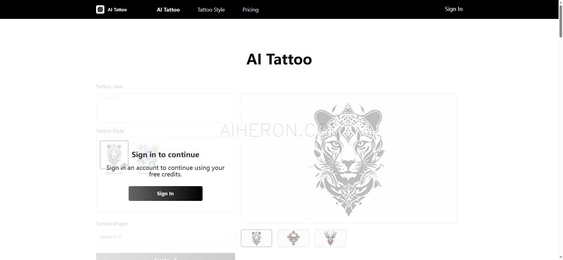 Free AI Tattoo Generator