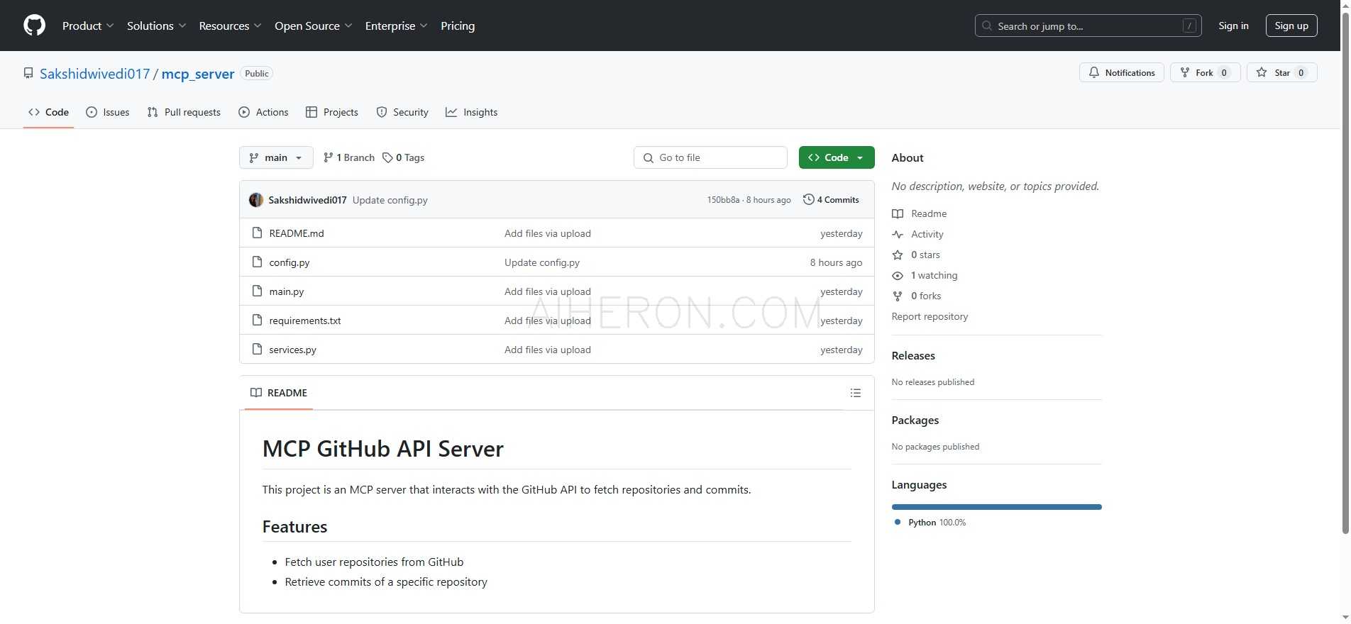 MCP GitHub API Server