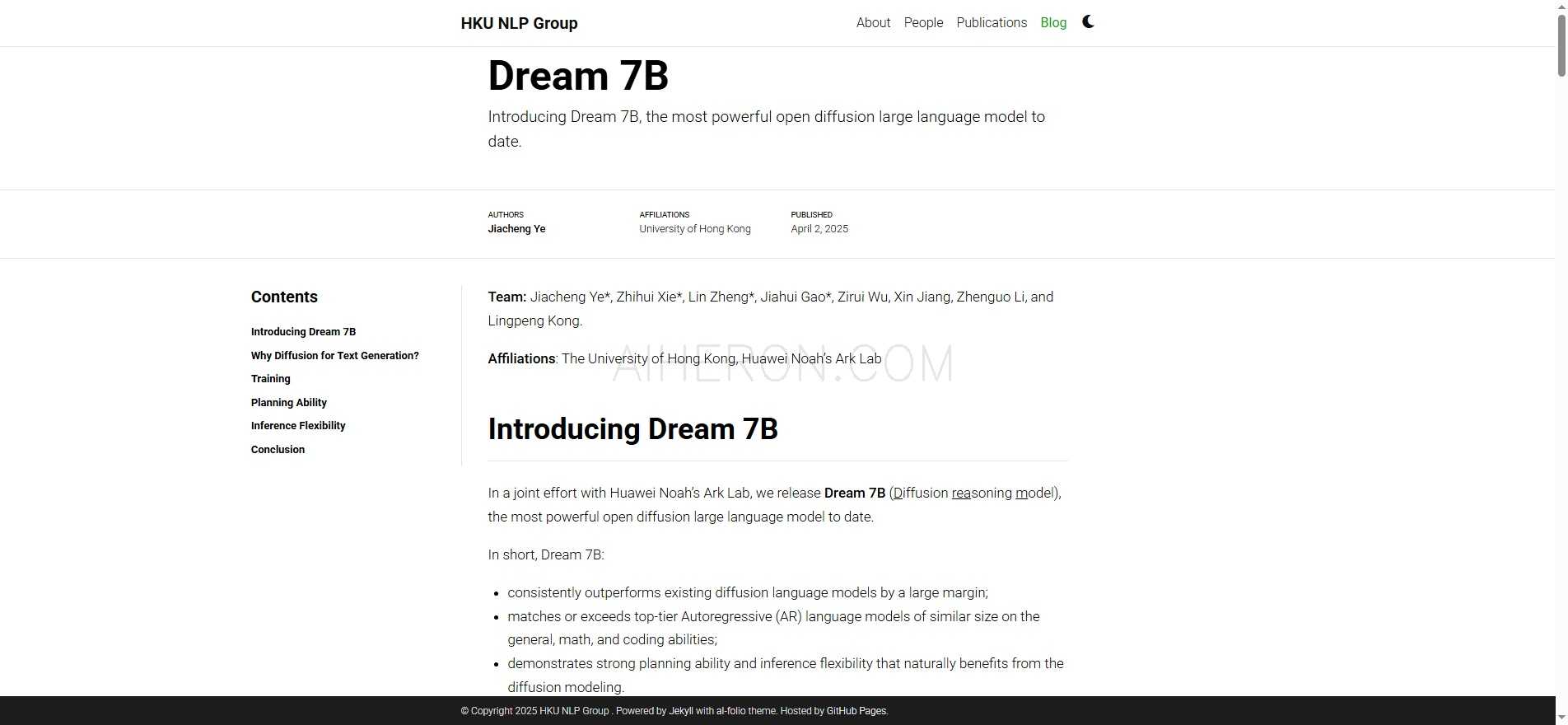 Dream 7B是目前最强大的开放扩散大语言模型，领先自回归模型，适用于各种推理任务。