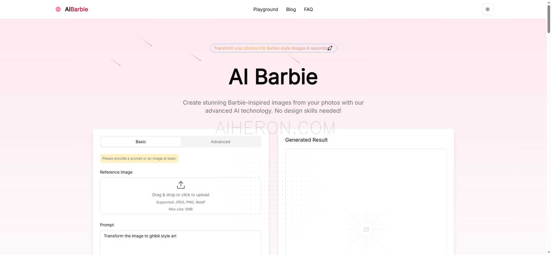 Transform your photos into stunning Barbie-style images in seconds with AI technology.