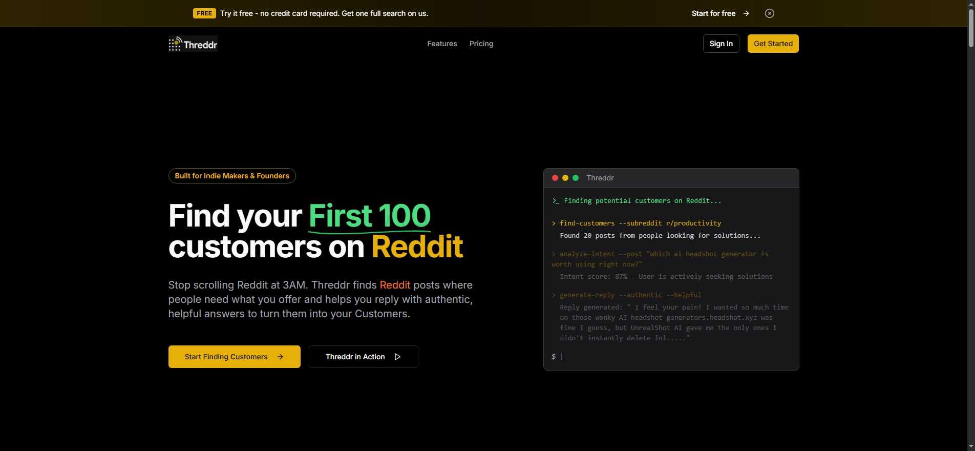 Threddr - Find Reddit Users who actually need your product