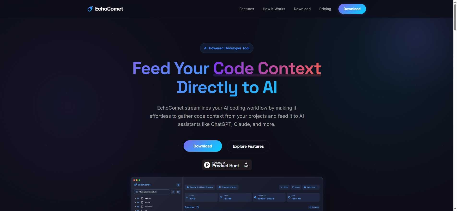 EchoComet - Feed Your Code Context Directly to AI