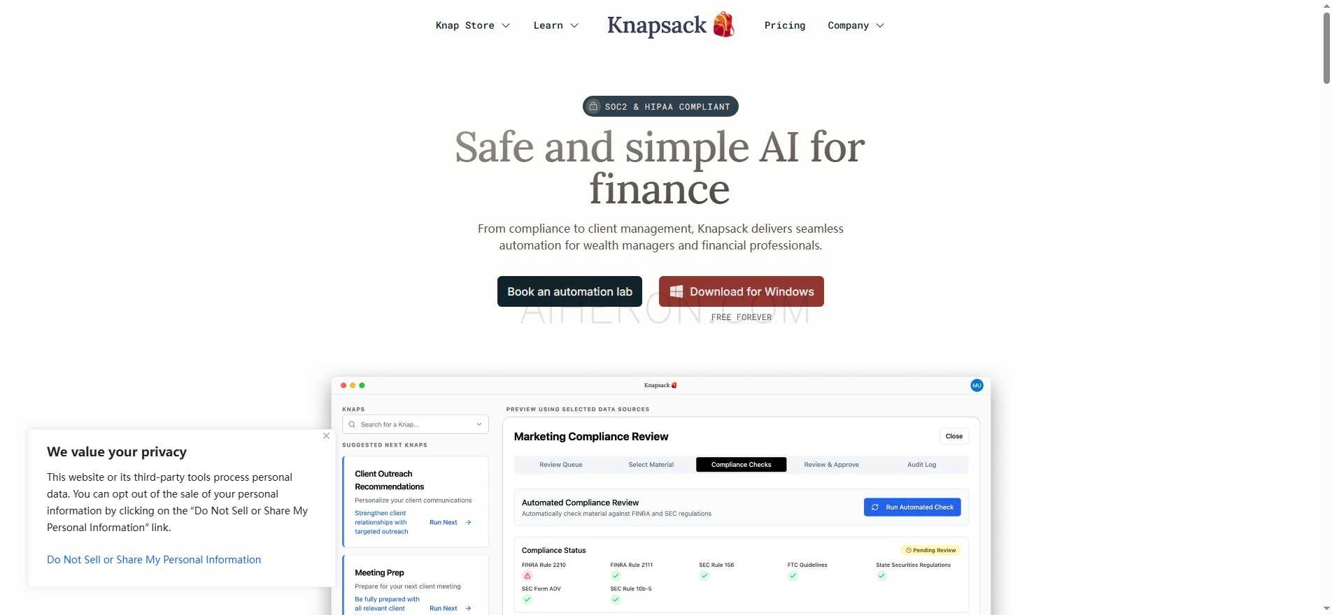 Knapsack：为金融行业提供即刻私密工作流自动化工具