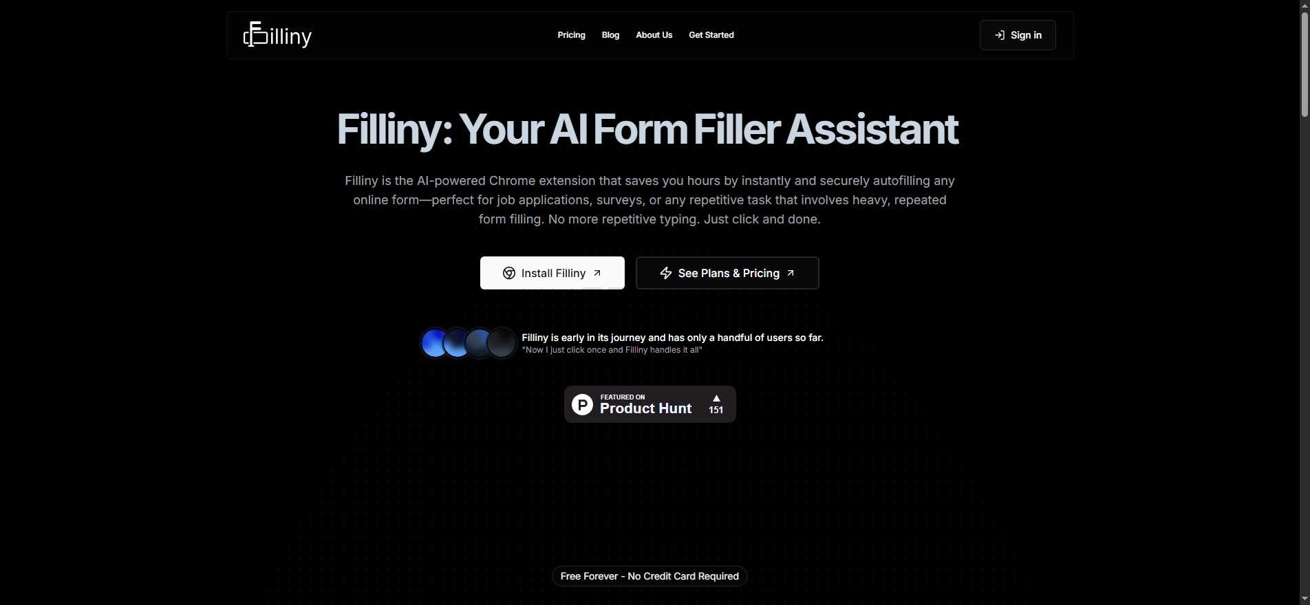 使用Filliny，点击一下，轻松完成表单填写。