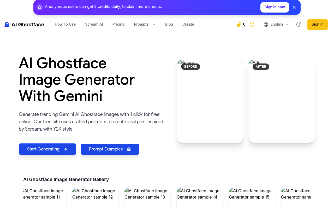 AI Ghostface Image Generator With Gemini – Free Online with Y2K Style