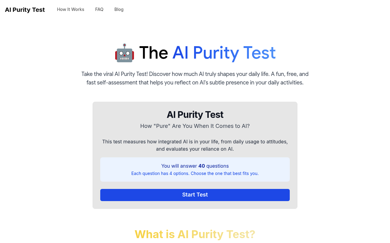AI Purity Test | Measure Your AI Usage