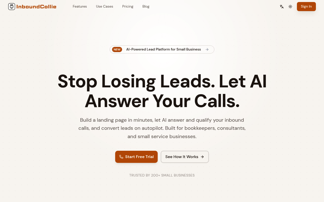InboundCollie - AI Phone Answering & Lead Capture for Small Business