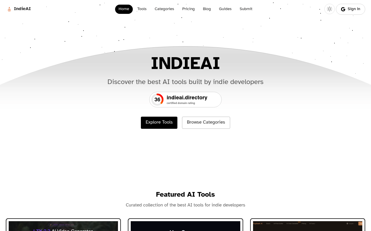 IndieAI - Discover the Best AI Tools Built by Indie Developers | IndieAI