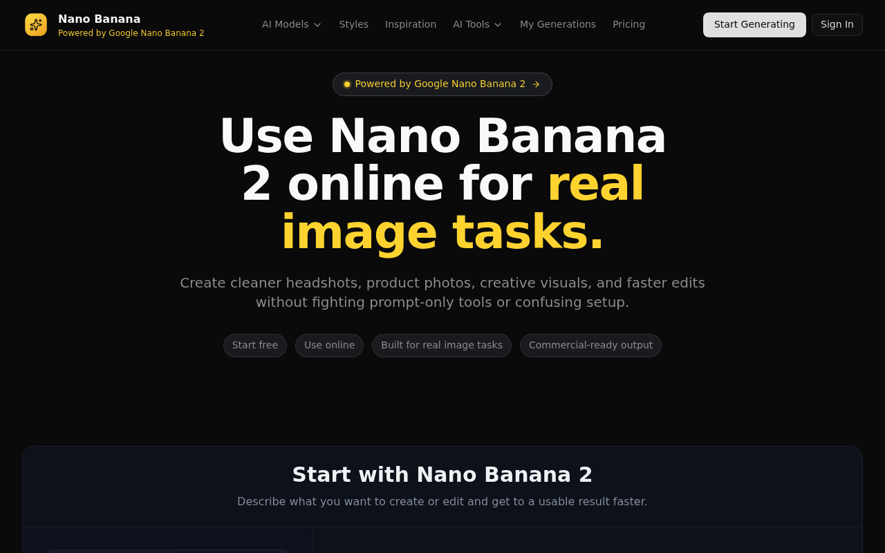 Use Nano Banana 2 Online for Headshots, Product Photos, and Image Edits | Nano Banana