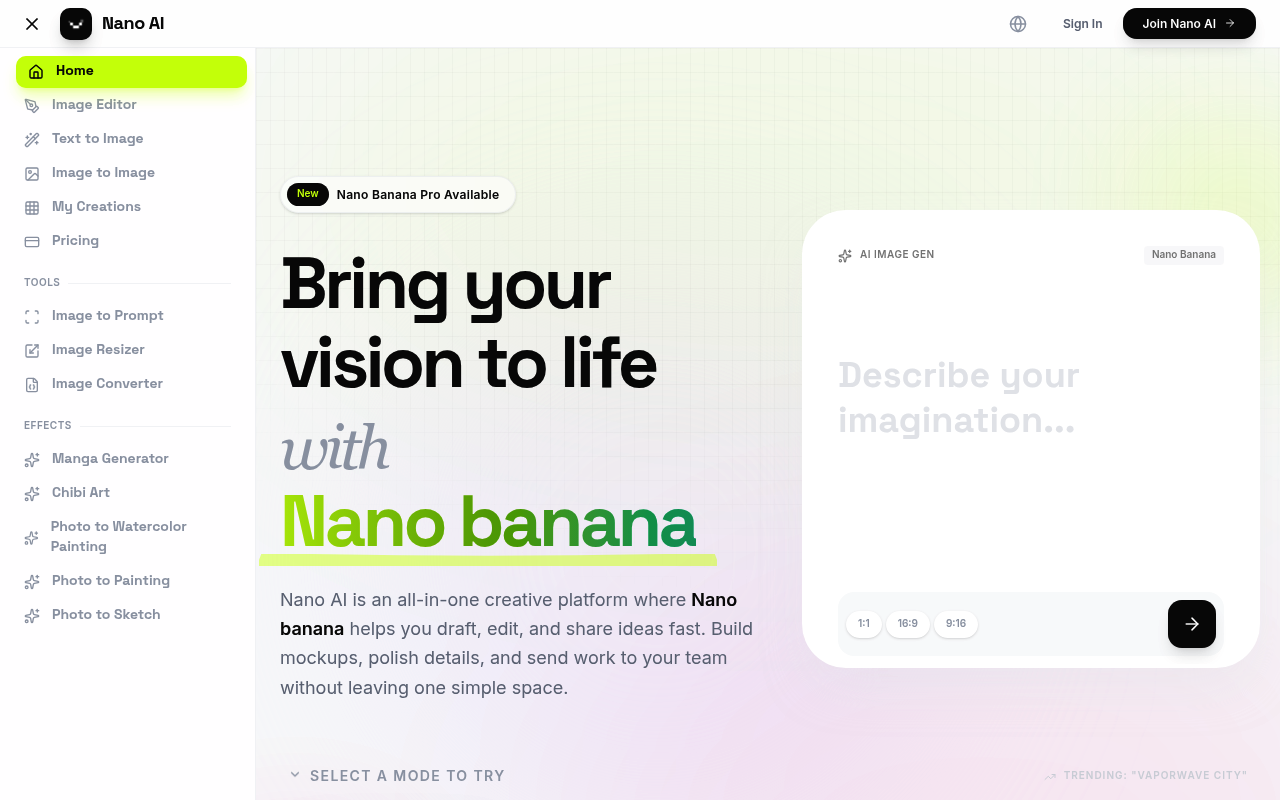 Nano AI - Try Nano Banana for free