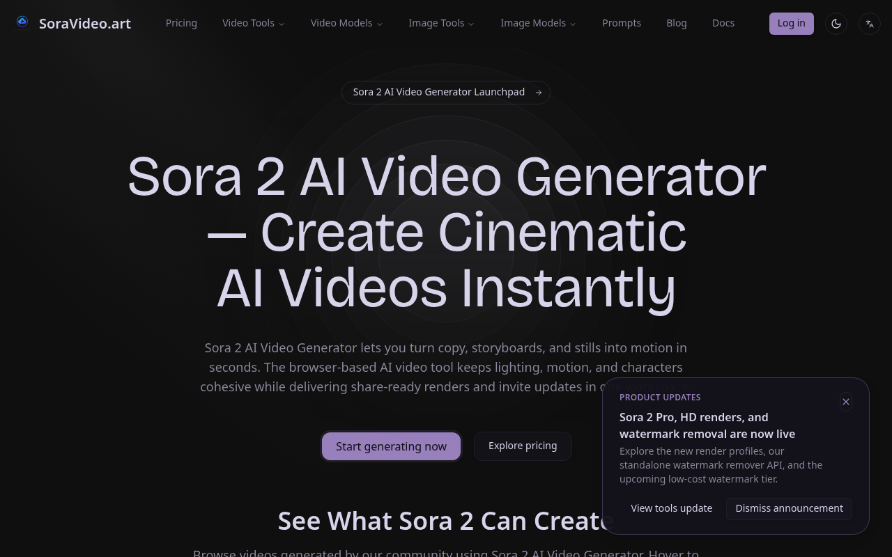 Sora 2 AI Video Generator | SoraVideo.art - AI Video Tool