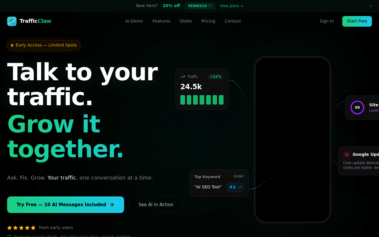 TrafficClaw — AI-Powered SEO & Analytics Platform