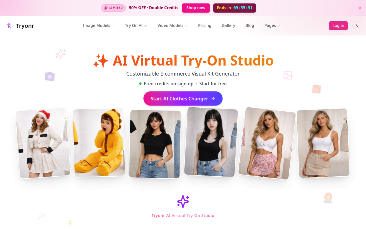 Tryonr - AI Product Photography | Virtual Try-On Studio