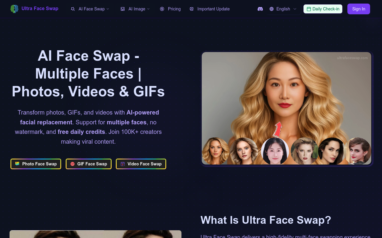 Free AI Face Swap - Photo, Video & GIF | Ultra Face Swap