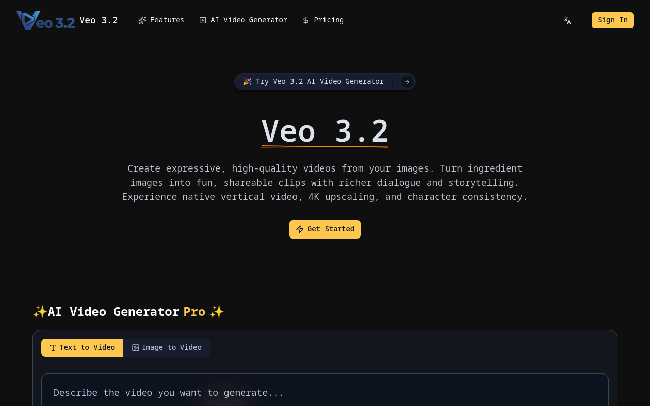Veo 3.2 4K AI Video Generator