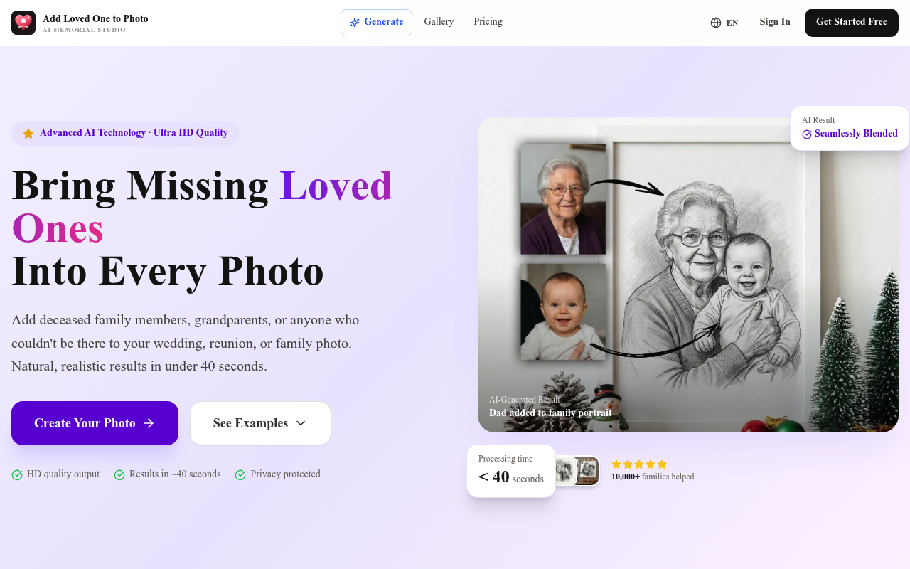 Add Loved One to Photo — AI Memorial Studio