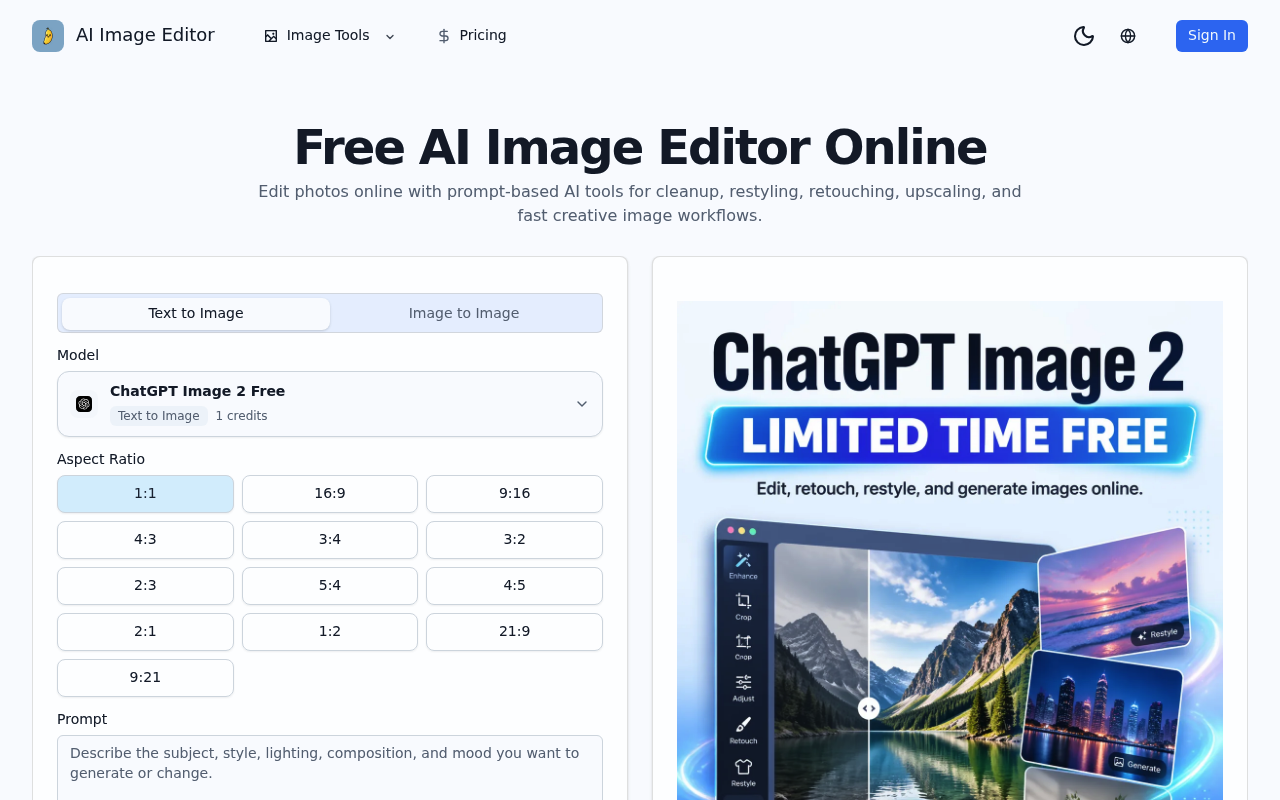Free AI Image Editor – Edit Photo Online with Prompt