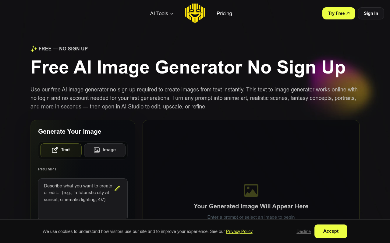 Free AI Image Generator No Sign Up – Text to Image Generator