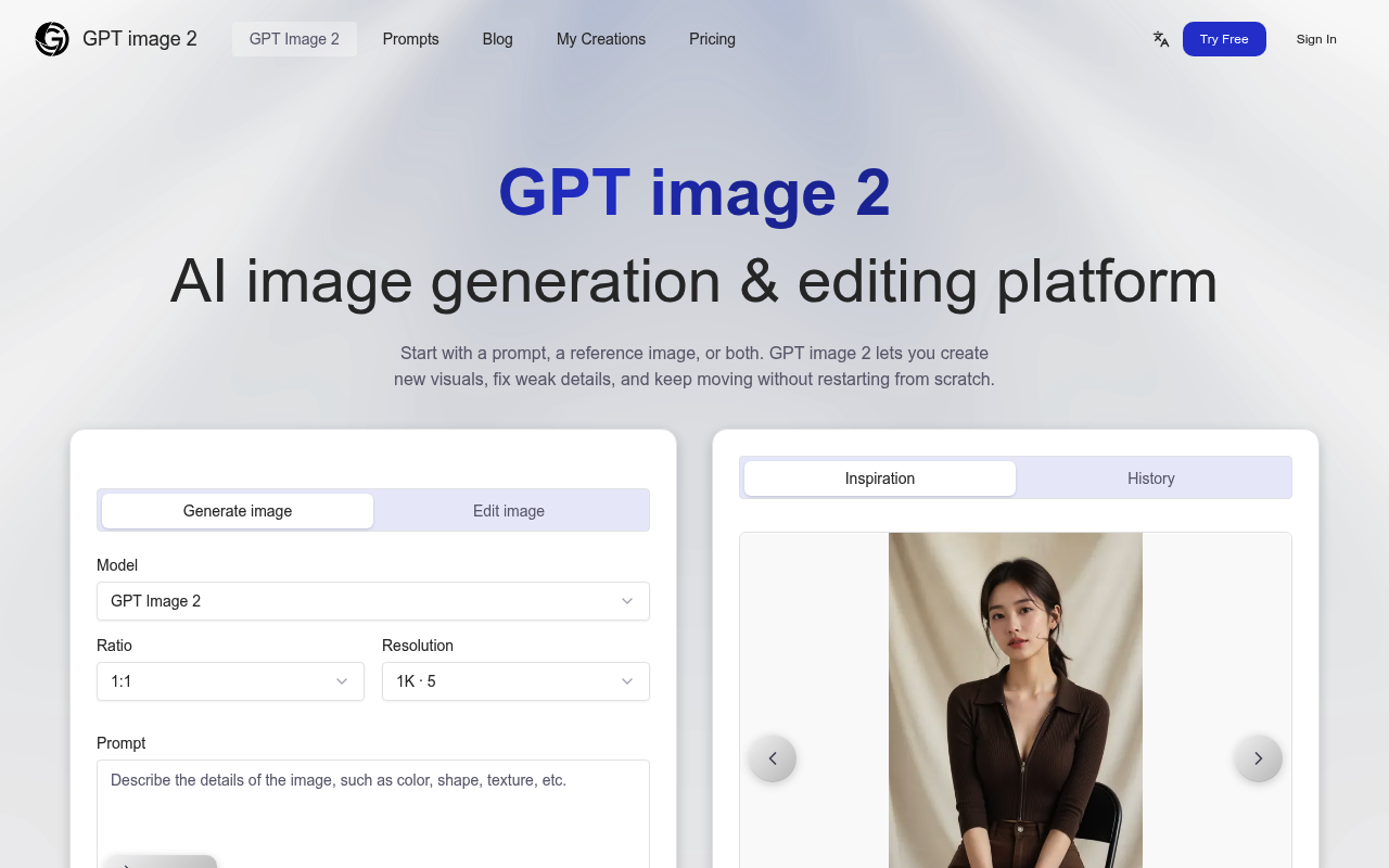 GPT image 2 - AI Image Generation & Editing Platform
