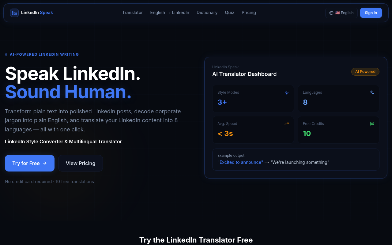 LinkedIn Speak Translator — Free LinkedIn Translator & Style Converter