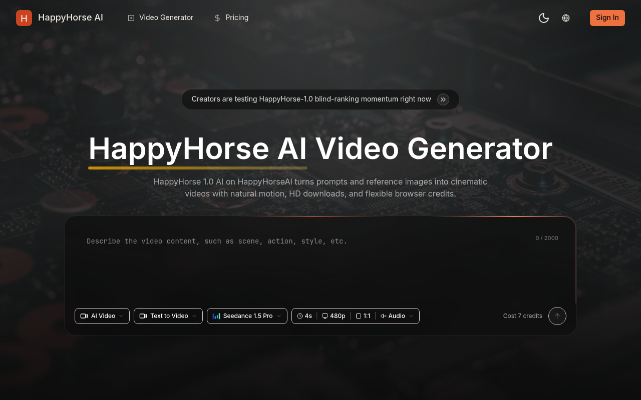 HappyHorse AI: HappyHorse 1.0 AI Video Generator Free
