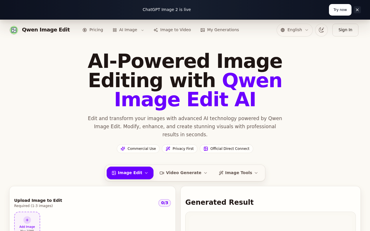 Qwen Image Edit Online | AI-Powered Image Editing Tool
