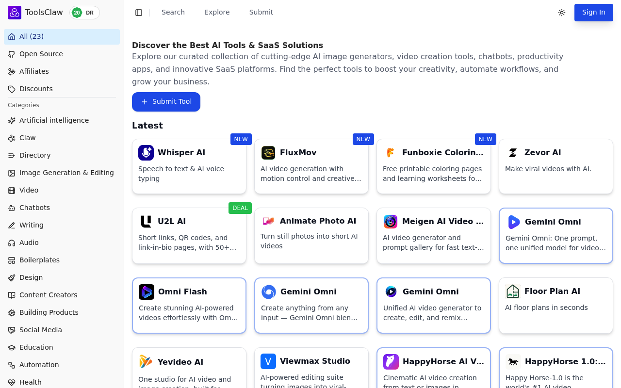 ToolsClaw - Discover Best AI Tools & SaaS Solutions