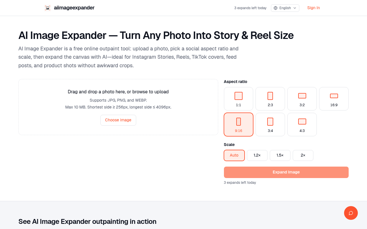 AI Image Expander — Outpaint Photos to Story & Reel Size