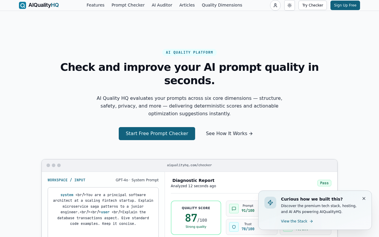 Free AI Prompt Quality Checker — AIQualityHQ