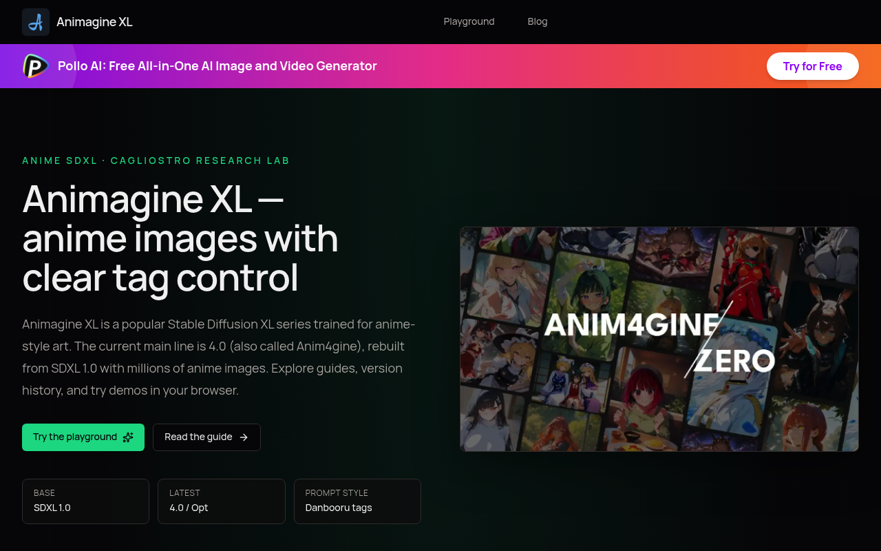 Animagine XL — Anime AI art on Stable Diffusion XL
