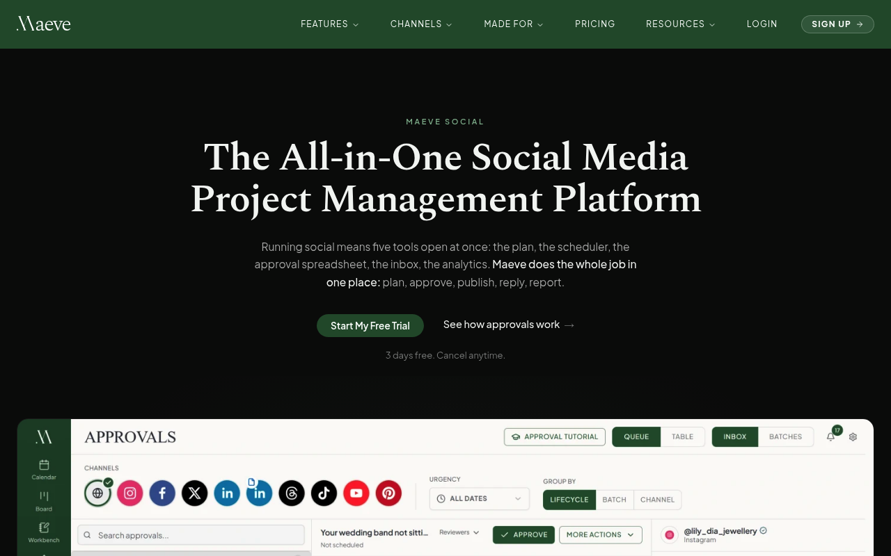 Maeve Social | Social Media Project Management Scheduler for Agencies and Businesses