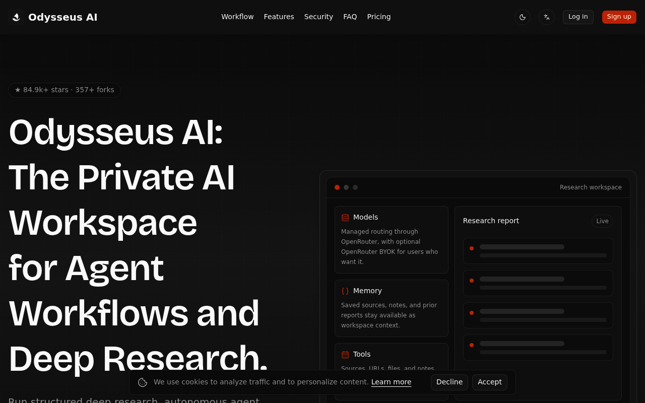Odysseus AI · Private AI Workspace for Research & Agents