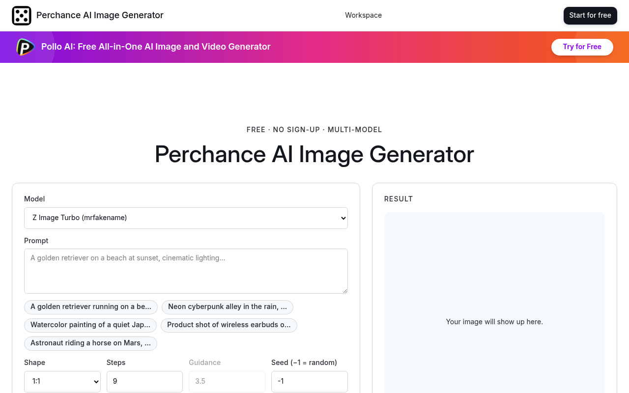 Perchance AI Image Generator — Free Text to Image No Sign-Up