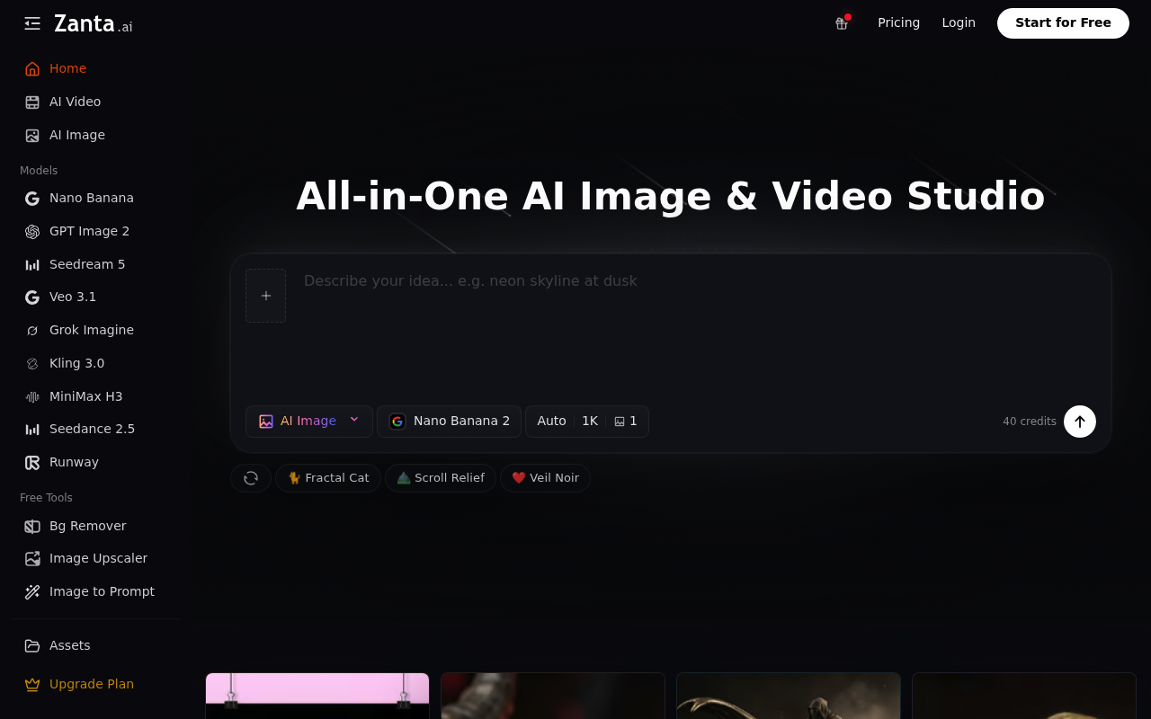 All-in-One AI Video & Image Generator | Zanta AI