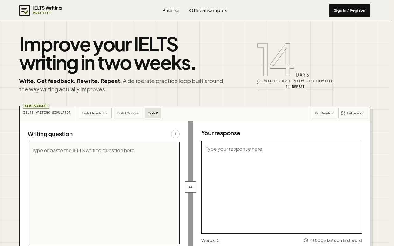 IELTS Writing Practice — Realistic IELTS Simulator