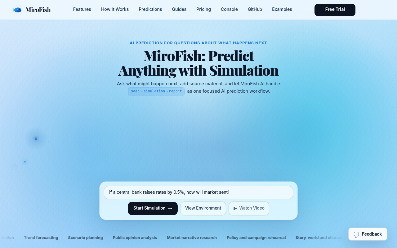 MiroFish — AI Prediction & Multi-Agent Simulation