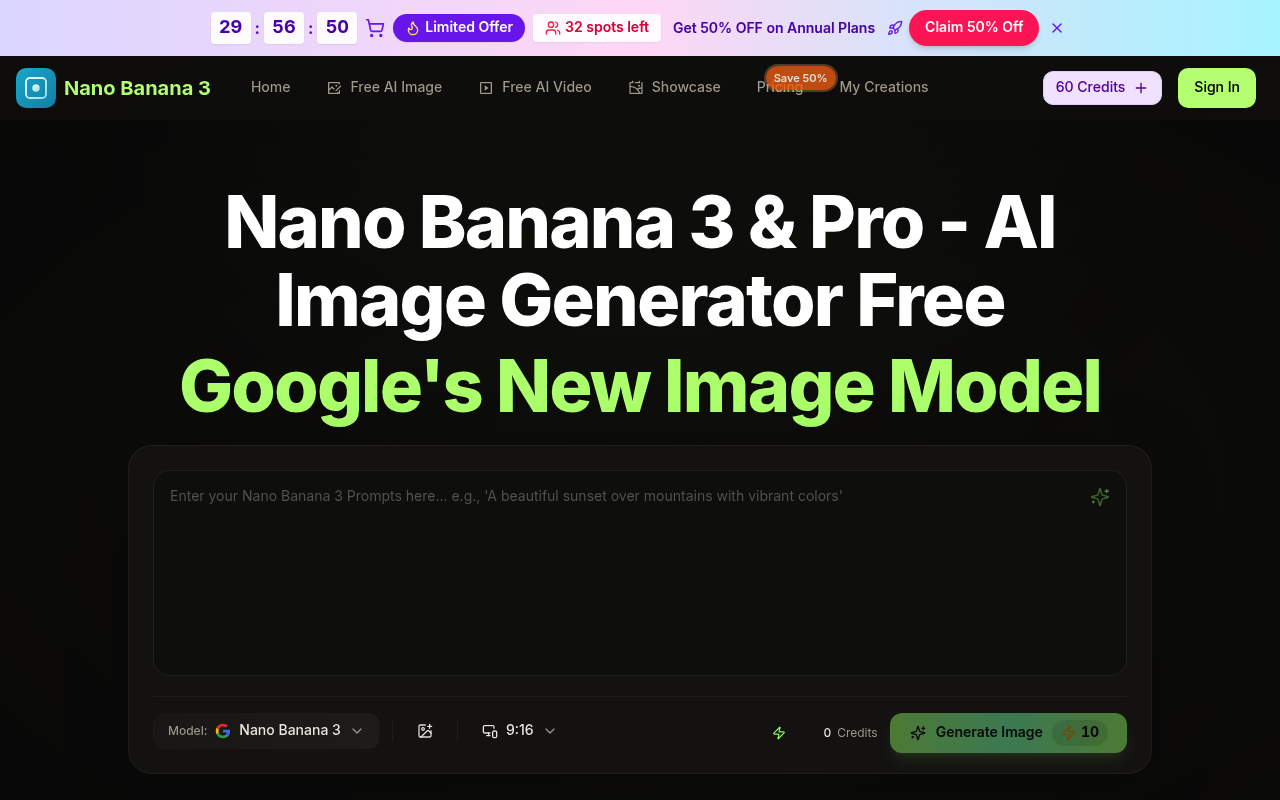 Nano Banana 3 & Pro - AI Image Generator Free | Google AI Models