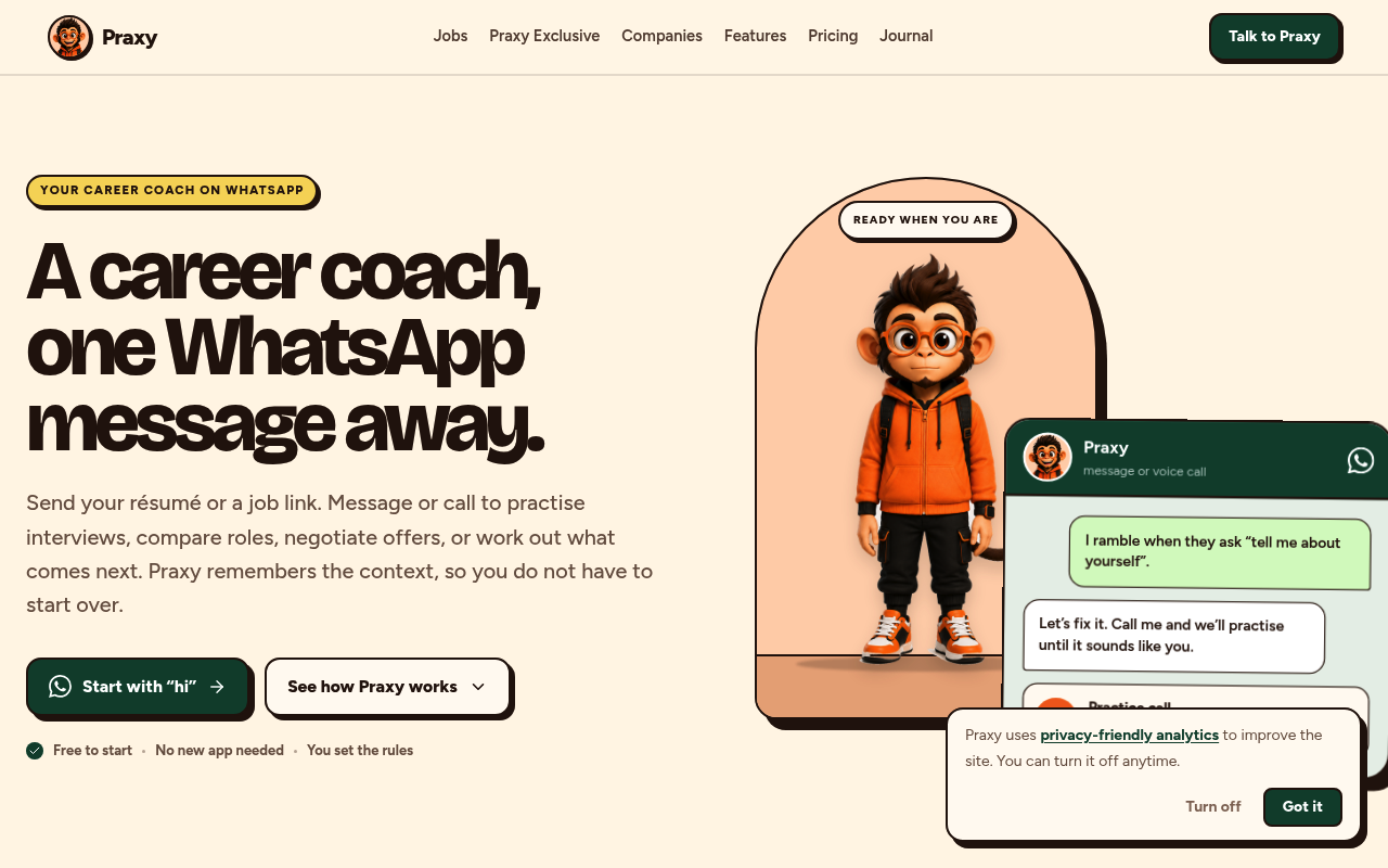Praxy — Your AI Career Coach on WhatsApp