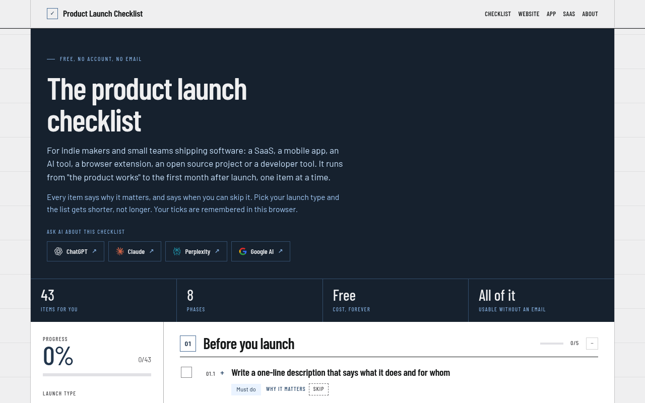 Free Product Launch Checklist for Software Makers