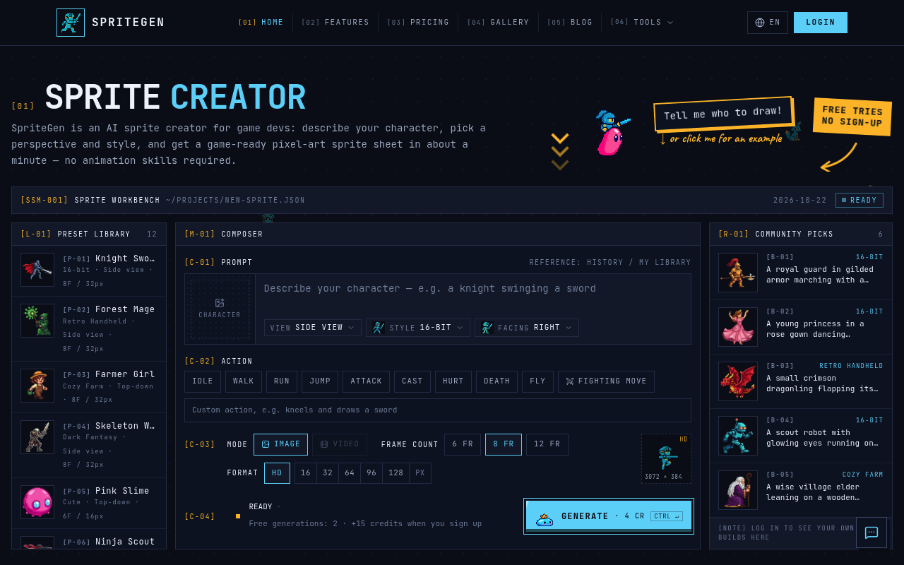 Sprite Creator - AI Powered Sprite Sheet Maker | SpriteGen
